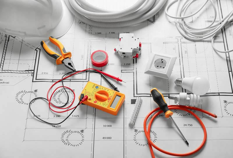 Different Electrician's Supplies On Electrical Scheme